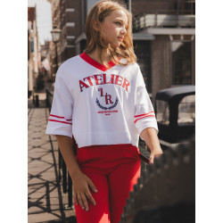 LOOXS 10sixteen interlock  V neck T-shirt Ivory