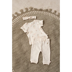 Feetje T-shirt pointelle rib AOP - Let Your Dreams Blossom Offwhite