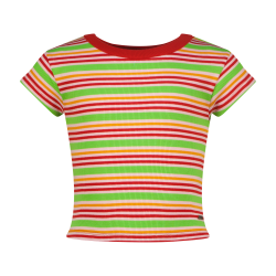 Vingino Icon-fancy stripe rib tee Goji berry