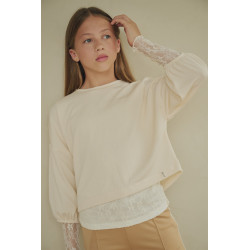 NoBell' Kess Oversized Cropped Top Pearled Ivory