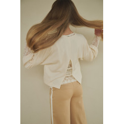 NoBell' Kaya Lace Tshirt long sleeve Pearled Ivory
