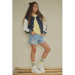 NoBell' Darsy Oversized Varsity Jacket Navy Blazer