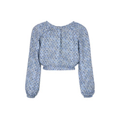 NoBell' Timra Cropped Blouse L/SL Azure Blue