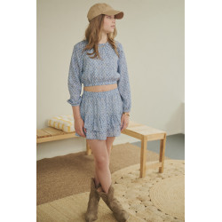 NoBell' Timra Cropped Blouse L/SL Azure Blue