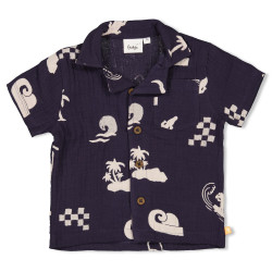 Feetje Blouse mousseline AOP - Lagoon Legends Indigo