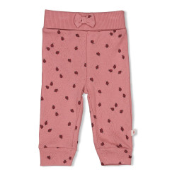 Feetje Broek ajour rib AOP - Ladybug Roze
