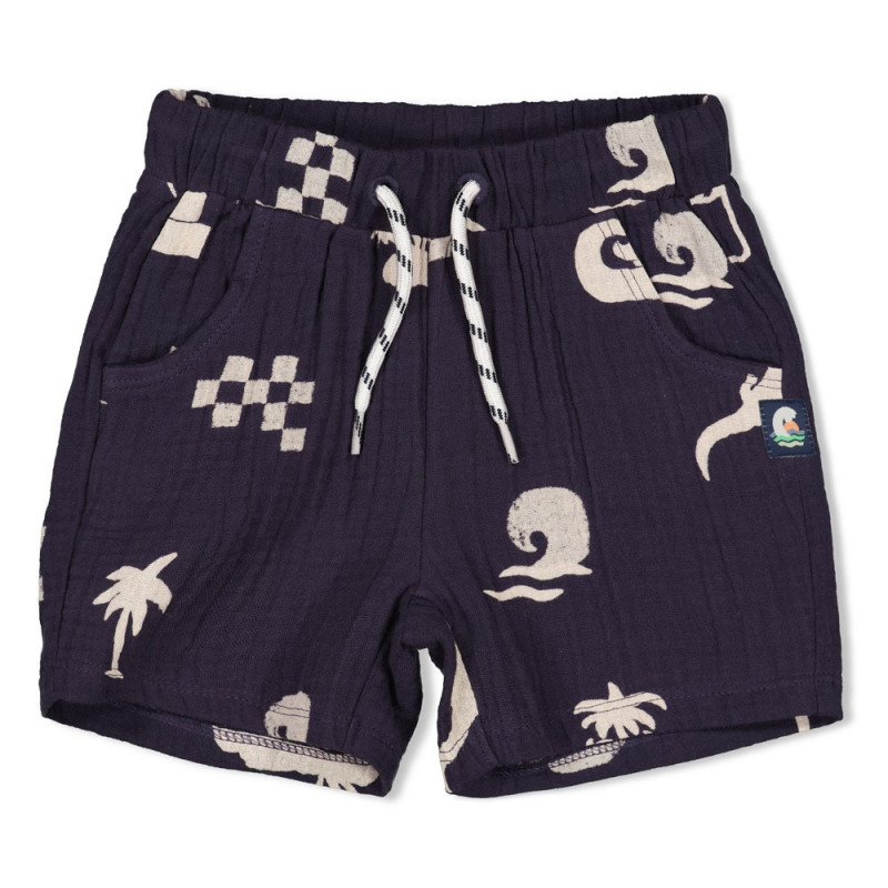 Feetje Short mousseline AOP - Lagoon Legends Indigo