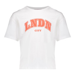 Geisha T-shirt puff LNDN city off-white/coral