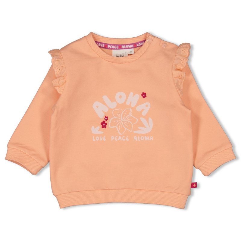 Feetje Sweater relaxed fit - Love Peace Aloha Perzik