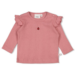 Feetje Longsleeve ajour rib - Ladybug Roze