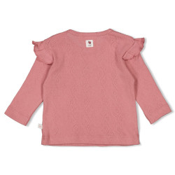 Feetje Longsleeve ajour rib - Ladybug Roze