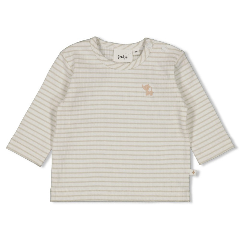 Feetje Longsleeve rib met streep - Elephant Mint