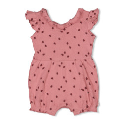 Feetje Playsuit ajour rib AOP - Ladybug Roze