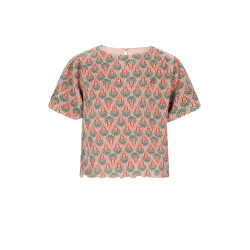 NoNo Tish AOP Plisee Top balloon sleeve Sage Green