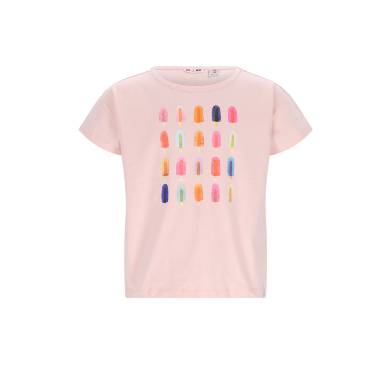 NoNo Kase Tshirt S/SL with icecream print Pale Blush Pink