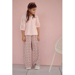 NoNo Tina Lace Top with puffed sleeve Pale Blush Pink