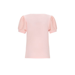NoNo Kyoto Ribjersey Top with puffed sleeves Pale Blush Pink
