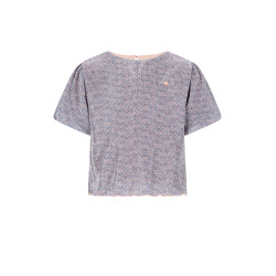 NoNo Tish AOP Plisee Top balloon sleeve Ensign Blue