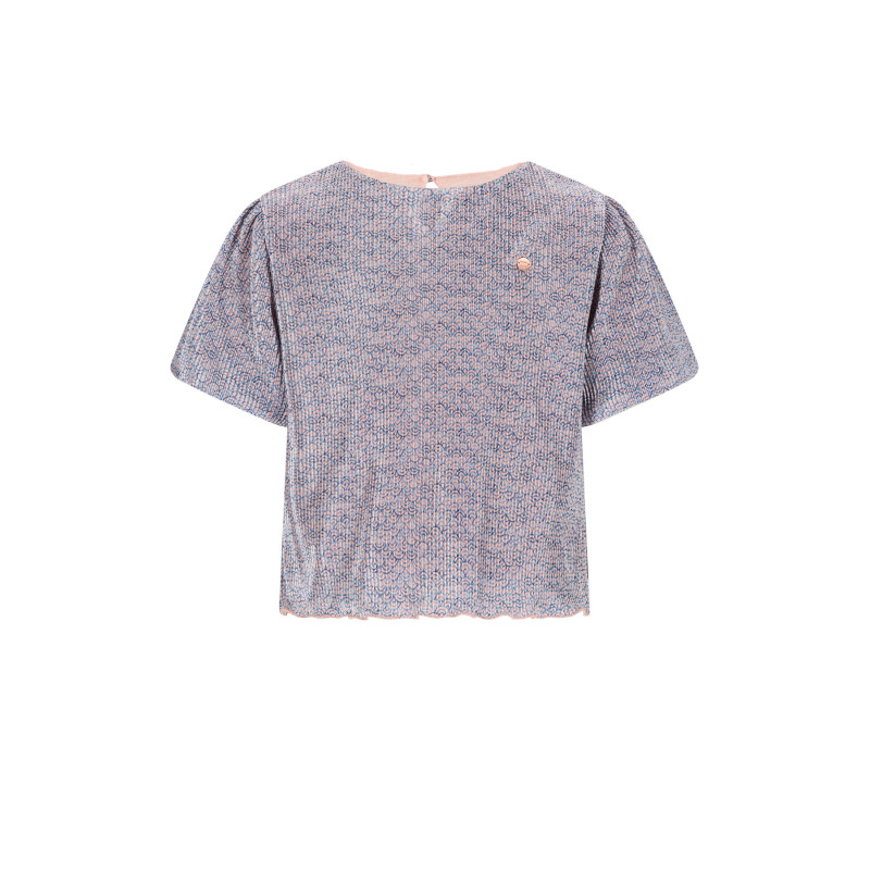 NoNo Tish AOP Plisee Top balloon sleeve Ensign Blue