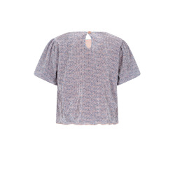 NoNo Tish AOP Plisee Top balloon sleeve Ensign Blue