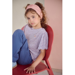 NoNo Tish AOP Plisee Top balloon sleeve Ensign Blue