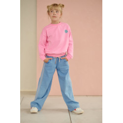 NoNo Sue Light Weight Denim Palazzo with contrast seams Dream Blue