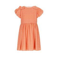 NoNo Milly AOP dress with bow detail Orange Coral