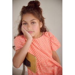 NoNo Milly AOP dress with bow detail Orange Coral