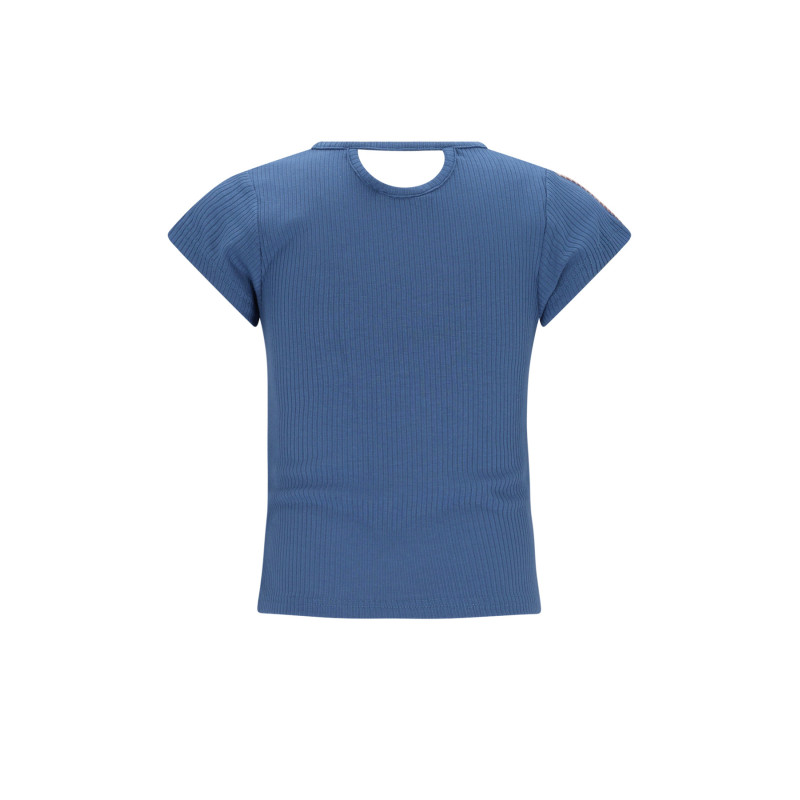 NoNo Kris RibJersey top with tape at shoulder Ensign Blue