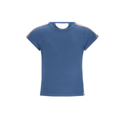 NoNo Kris RibJersey top with tape at shoulder Ensign Blue
