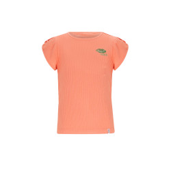 NoNo Kapri RibJersey with fancy sleeve Orange Coral