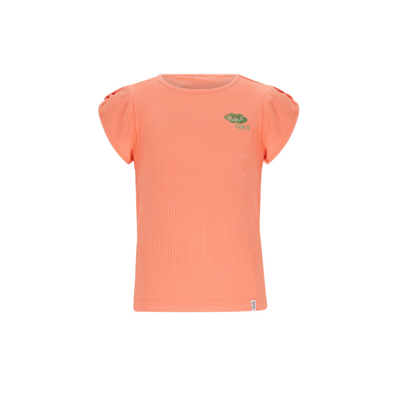 NoNo Kapri RibJersey with fancy sleeve Orange Coral