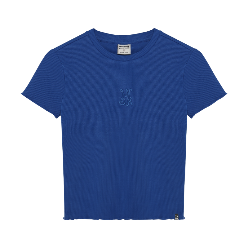 Indian Blue Jeans T-shirt Rib Cropped Blue