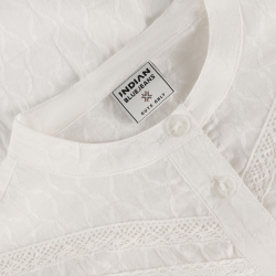 Indian Blue Jeans Shirt Wide Sleeve White