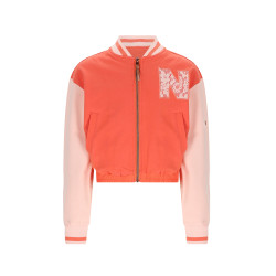 NoNo Devis Sweat zip up varsity cardigan Orange Coral