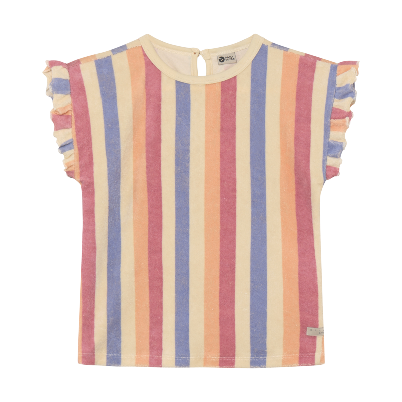 Daily Seven T-shirt Terry Striped Heather Rose