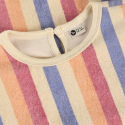 Daily Seven T-shirt Terry Striped Heather Rose