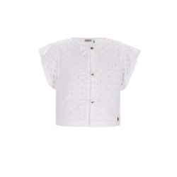 Like Flo Charlotte Flo girls broderie anglaise blouse with fake bow closure Off white