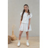 Like Flo Charlotte Flo girls broderie anglaise blouse with fake bow closure Off white