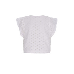 Like Flo Charlotte Flo girls broderie anglaise blouse with fake bow closure Off white