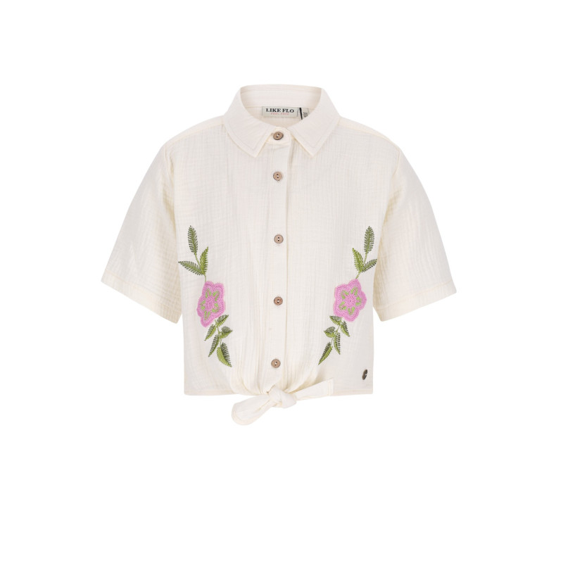 Like Flo Cecile Flo girls knotted oversized blouse Off white