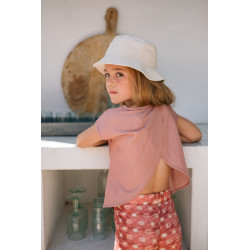 Like Flo Clara Flo girls chambrey knotted top with CF closure Old pink