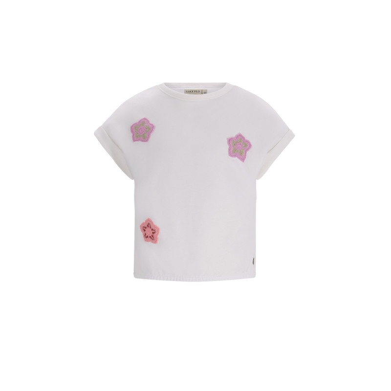 Like Flo Djezz Flo girls sweat tee with elatic in hem Off white