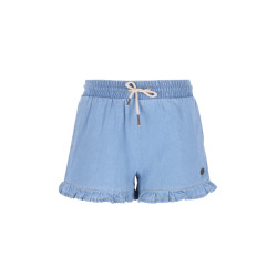 Like Flo Fiona Flo girls chambrey short with ruffle hem lt denim