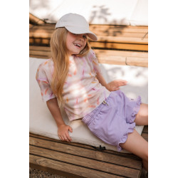 Like Flo Fiona Flo girls chambrey short with ruffle hem Lilac