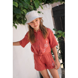 Like Flo Fee Flo girls mousseline short with crochet flower Desert stone