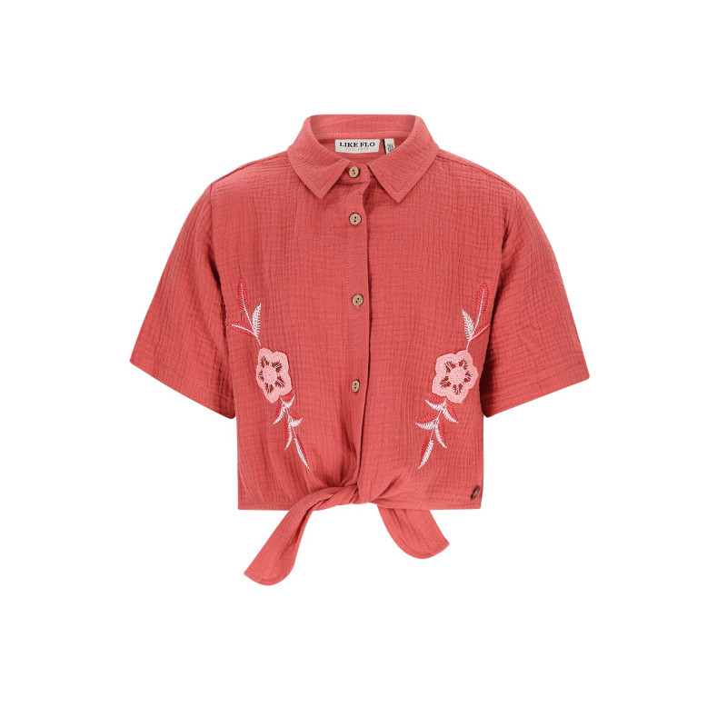 Like Flo Cecile Flo girls knotted oversized blouse Desert stone