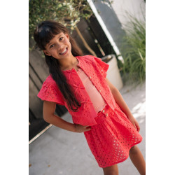 Like Flo Evina Flo girls solid rib singlet Salmon