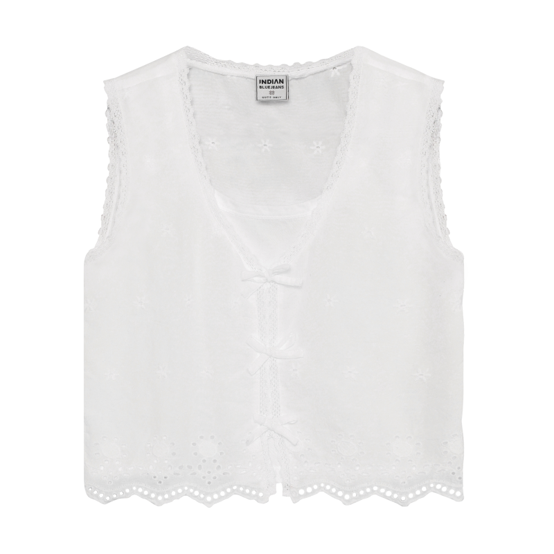 Indian Blue Jeans Sleeveless Shirt White
