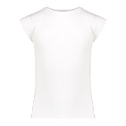 Geisha T-shirt rib ruffle sleeves off-white